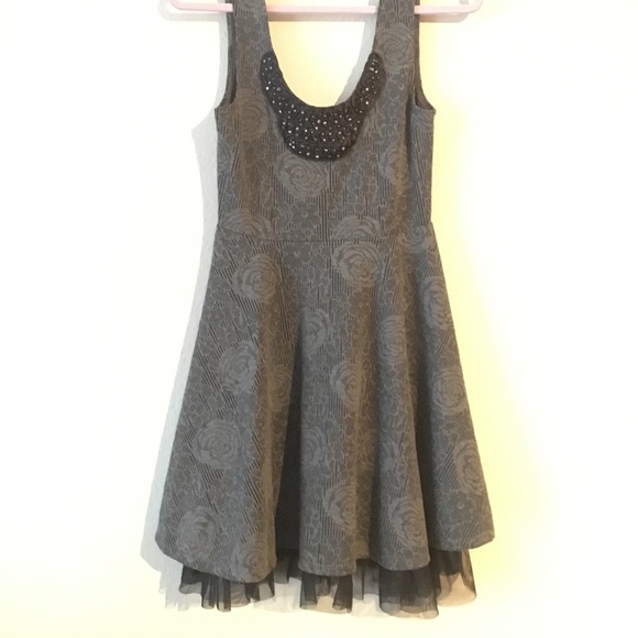 Free People Textured Gray Embellished Dress - Picture 1 of 5